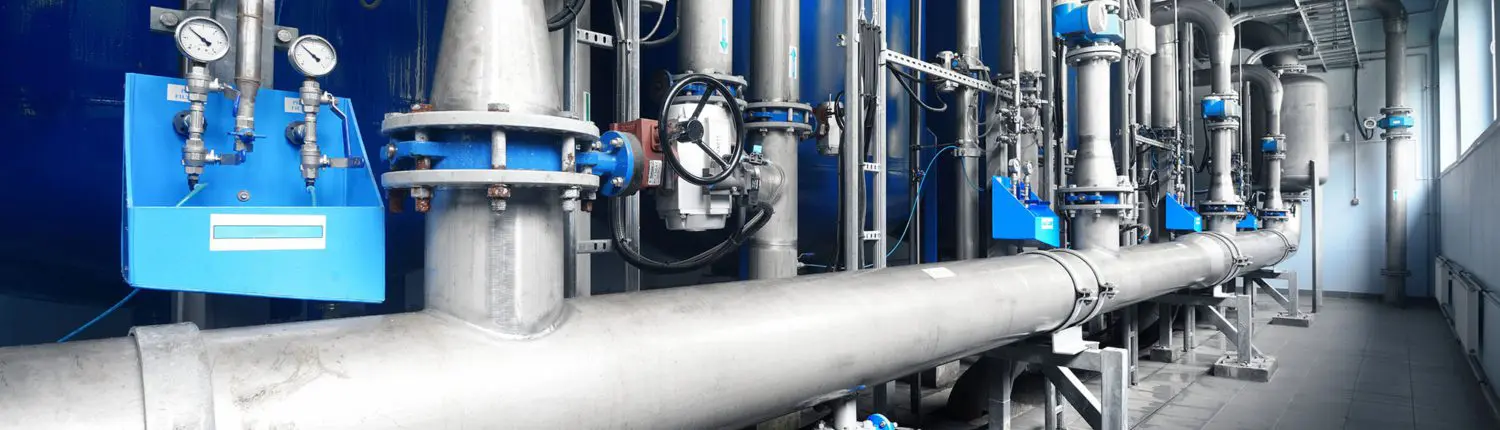 Large,Industrial,Water,Treatment,And,Boiler,Room.,Shiny,Steel,Metal Utilities Calibration